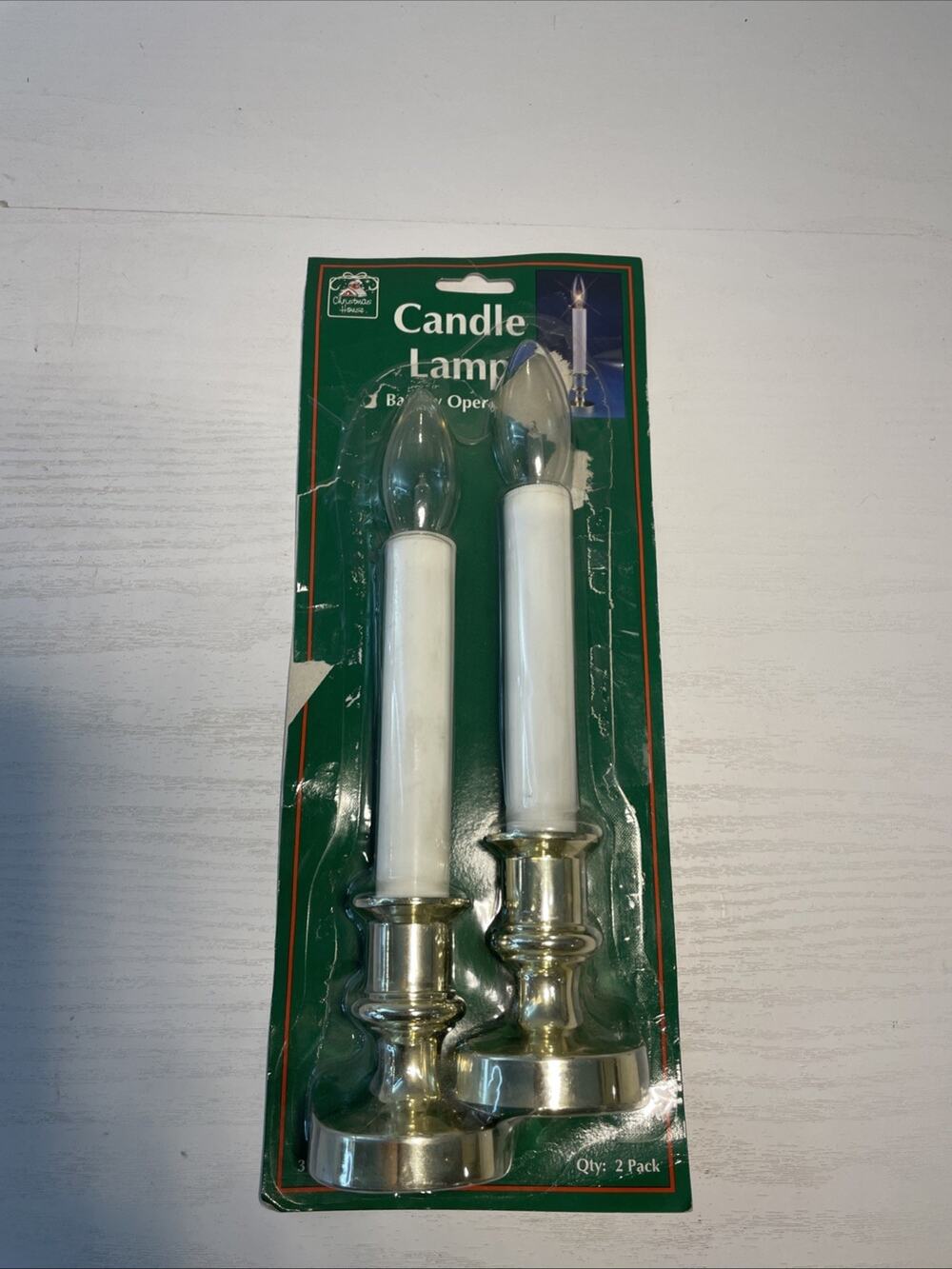 2 Pc Christmas House Candle Lamp Battery Operated 2 AA Holiday Wedding Parties